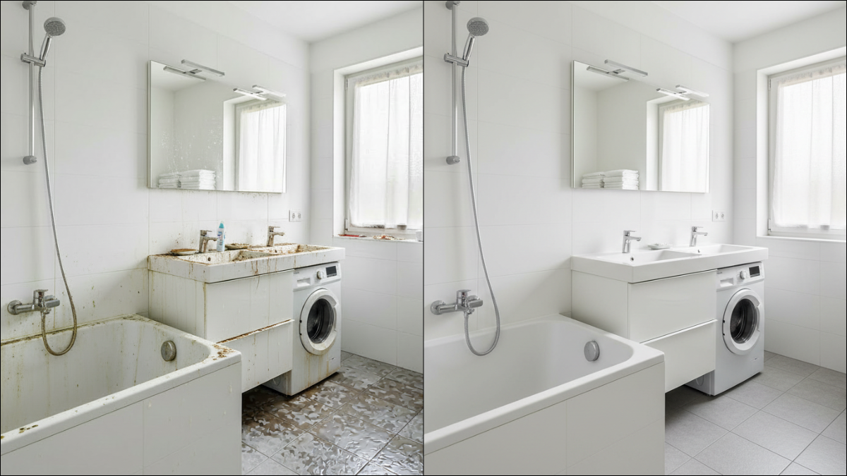 Fürdőszoba takarítás előtte-utána